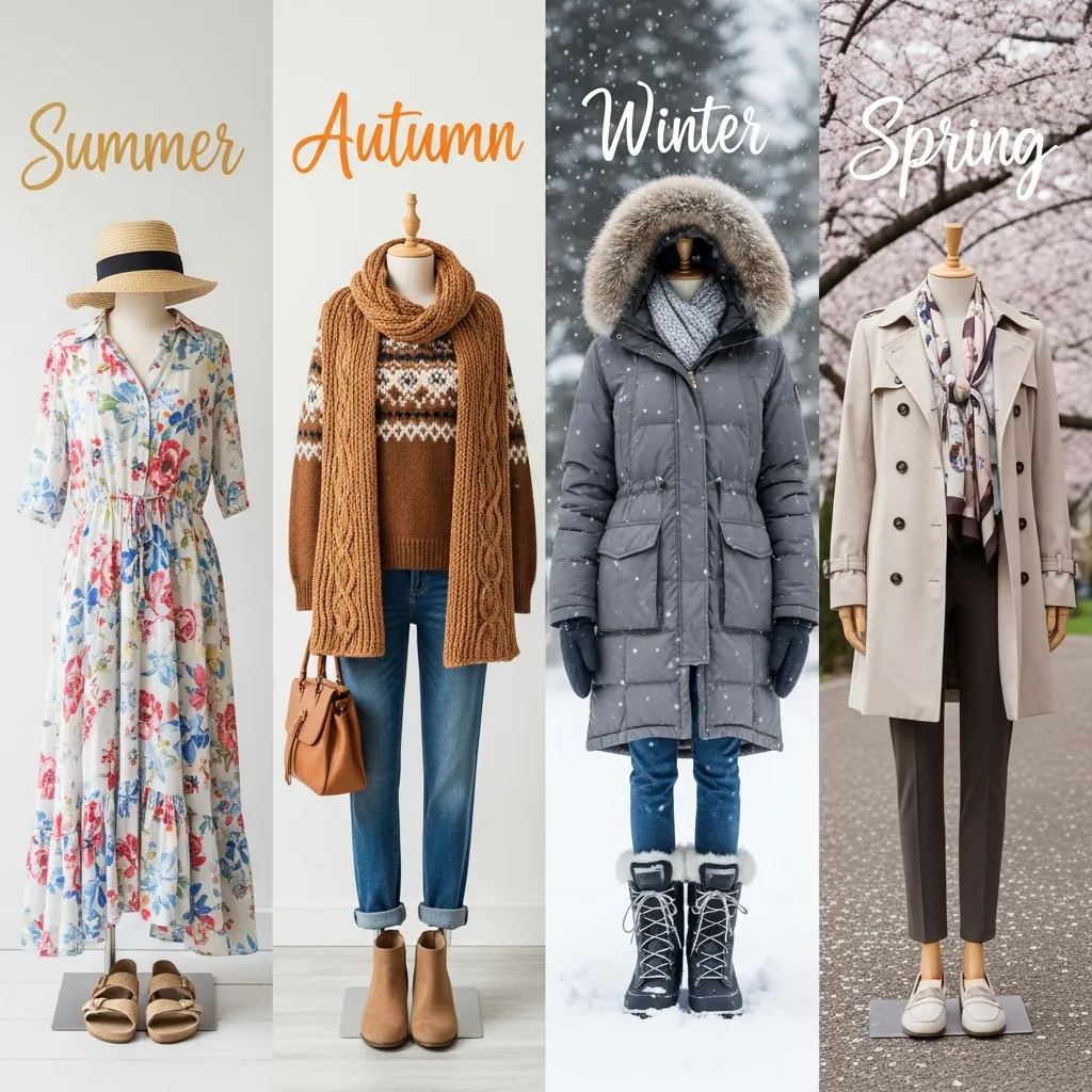 Montage of seasonal garments styled by syxeakloxis
