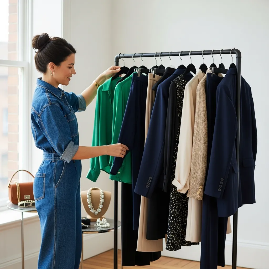 Stylist arranging garments on a rail